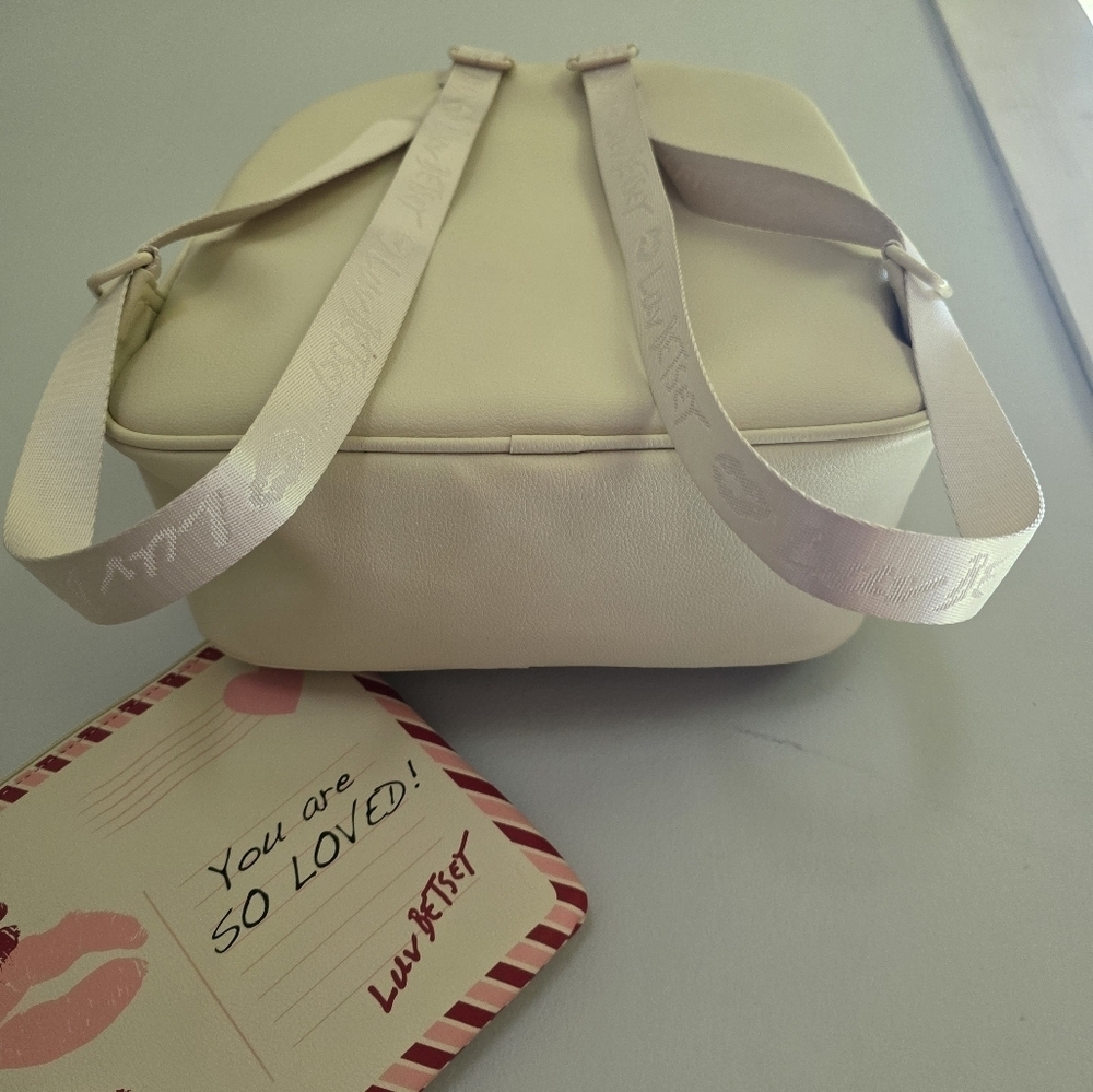 Betsey Johnson Purple and Cream Backpack Love Letters Design - Picture 5 of 10